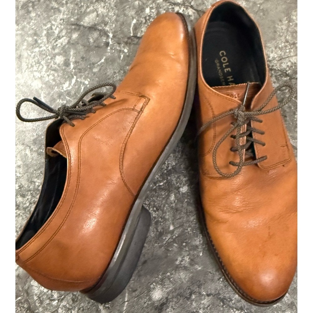 Cole Haan Grand Series Mens Plain Toe Lace Up Oxfords Tan Sz 9.5M
